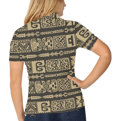 Mayan Pattern Print Design 03 Women's Polo Shirt