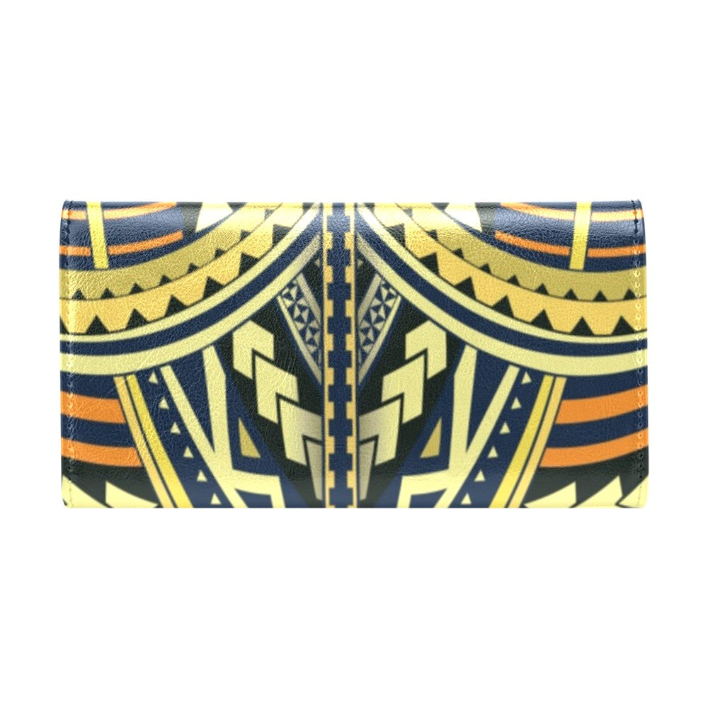 Polynesian Tattoo Print Women's Trifold Wallet