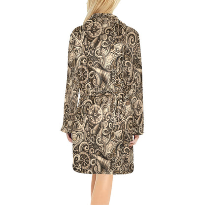 Nautical Tattoo Design Themed Print Women's Fleece Robe