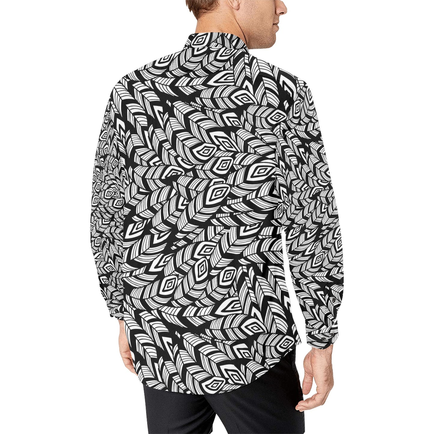 Tribal Pattern Print Design LKS302 Men's Long Sleeve Dress Shirt