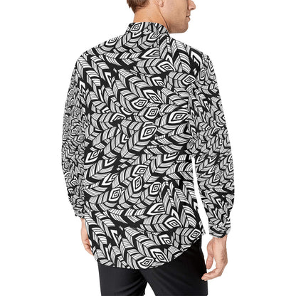 Tribal Pattern Print Design LKS302 Men's Long Sleeve Dress Shirt