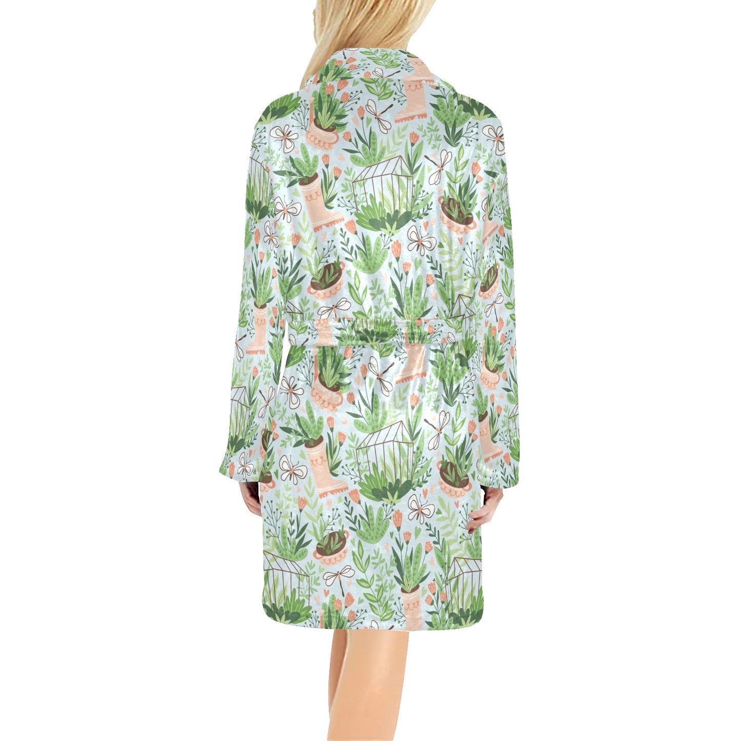 Gardening Pattern Print Design G04 Women's Fleece Robe
