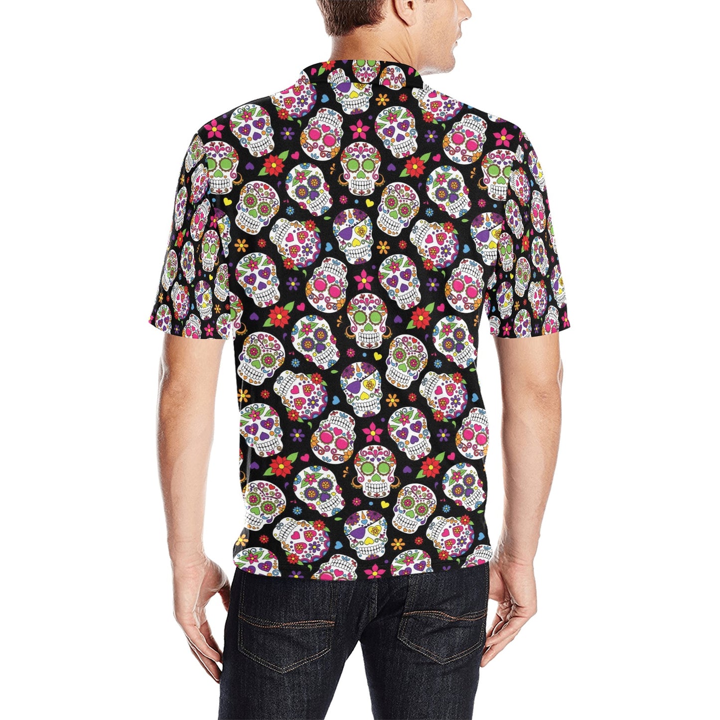 Sugar Skull Print Design LKS302 Men Polo Shirt