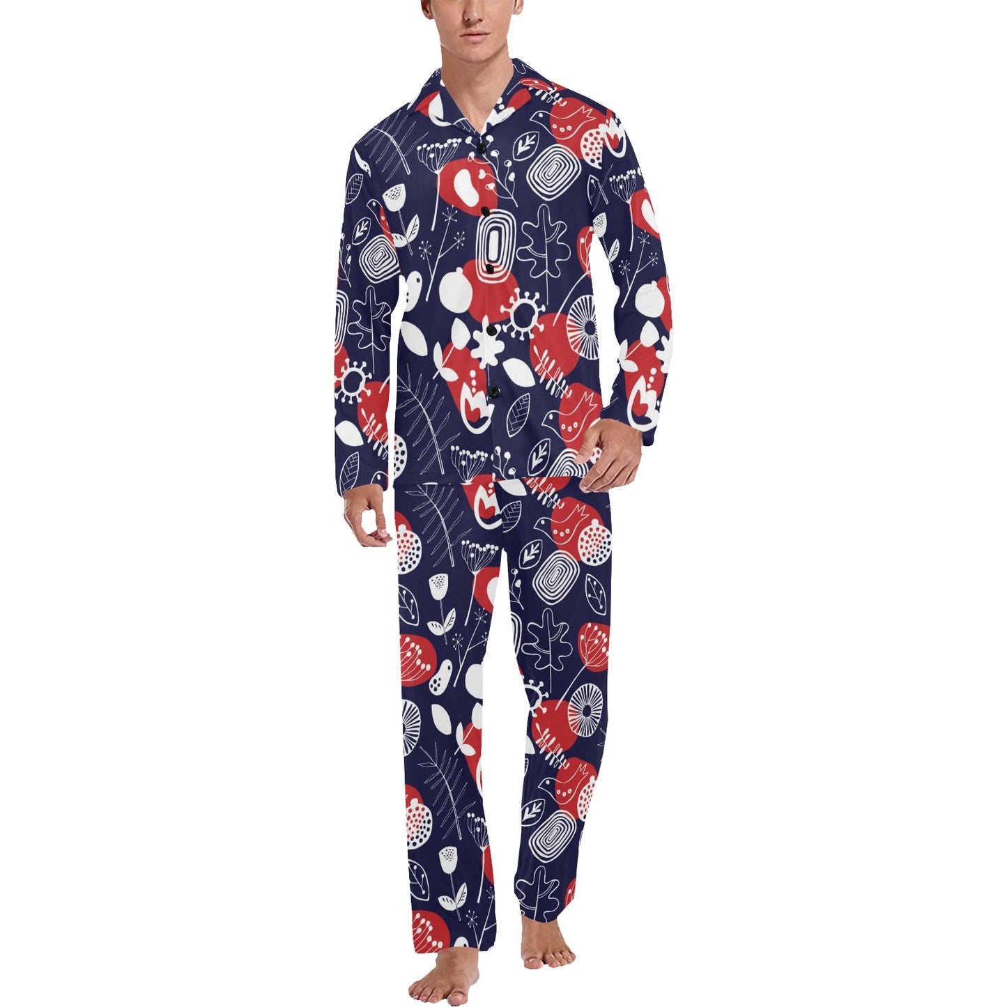 Nordic Pattern Print Design A02 Men's Long Pajama Set