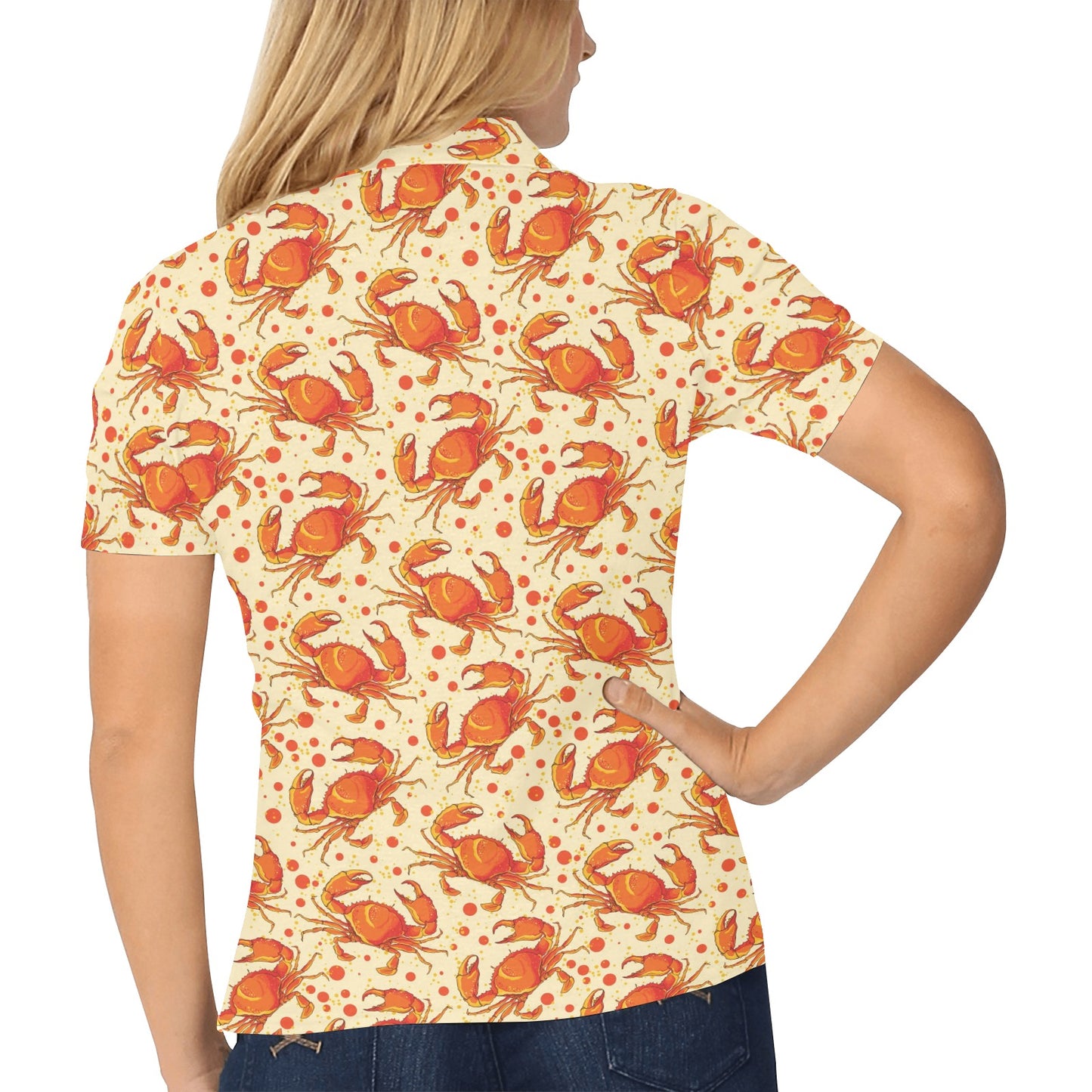 Crab Pattern Print Design 01 Women's Polo Shirt