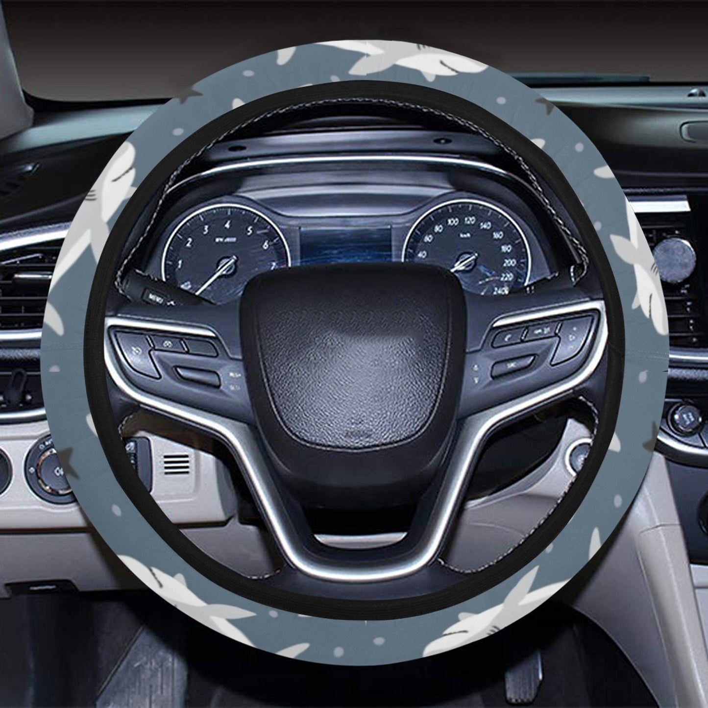Shark Print Design LKS305 Steering Wheel Cover with Elastic Edge