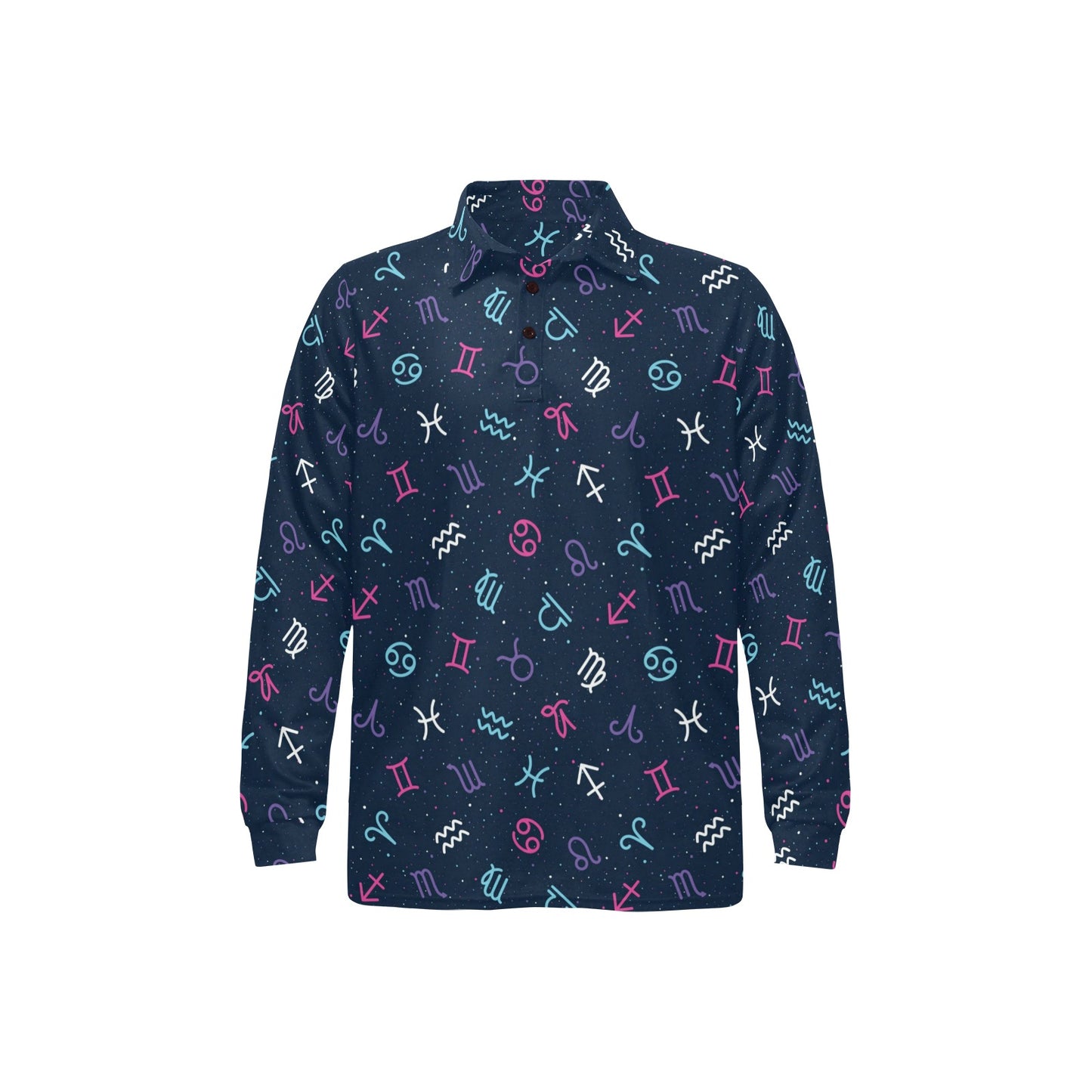 Constellation Pattern Print Design 04 Long Sleeve Polo Shirt For Men's