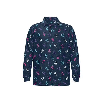 Constellation Pattern Print Design 04 Long Sleeve Polo Shirt For Men's