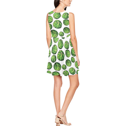 Brussels Sprouts Pattern Print Design 02 Sleeveless Dress