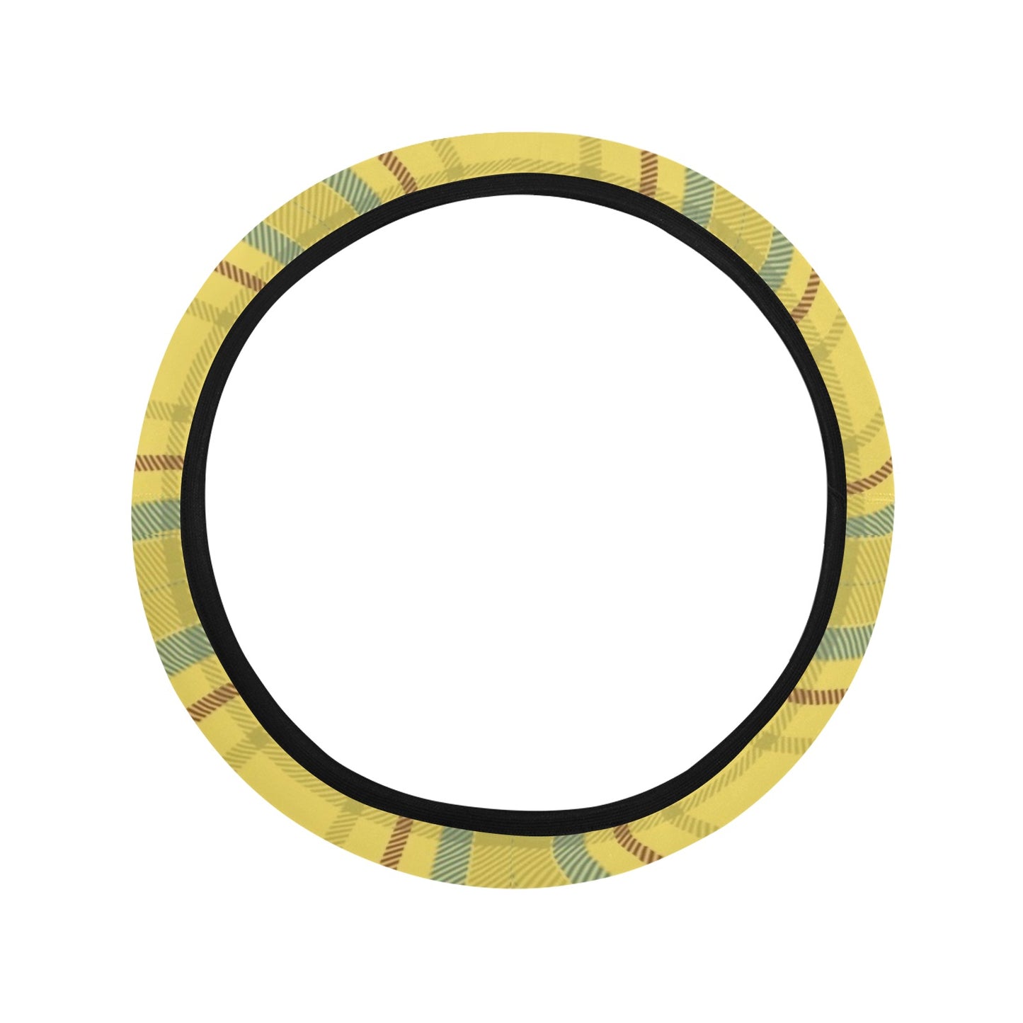 Tartan Yellow Print Design LKS301 Steering Wheel Cover with Elastic Edge