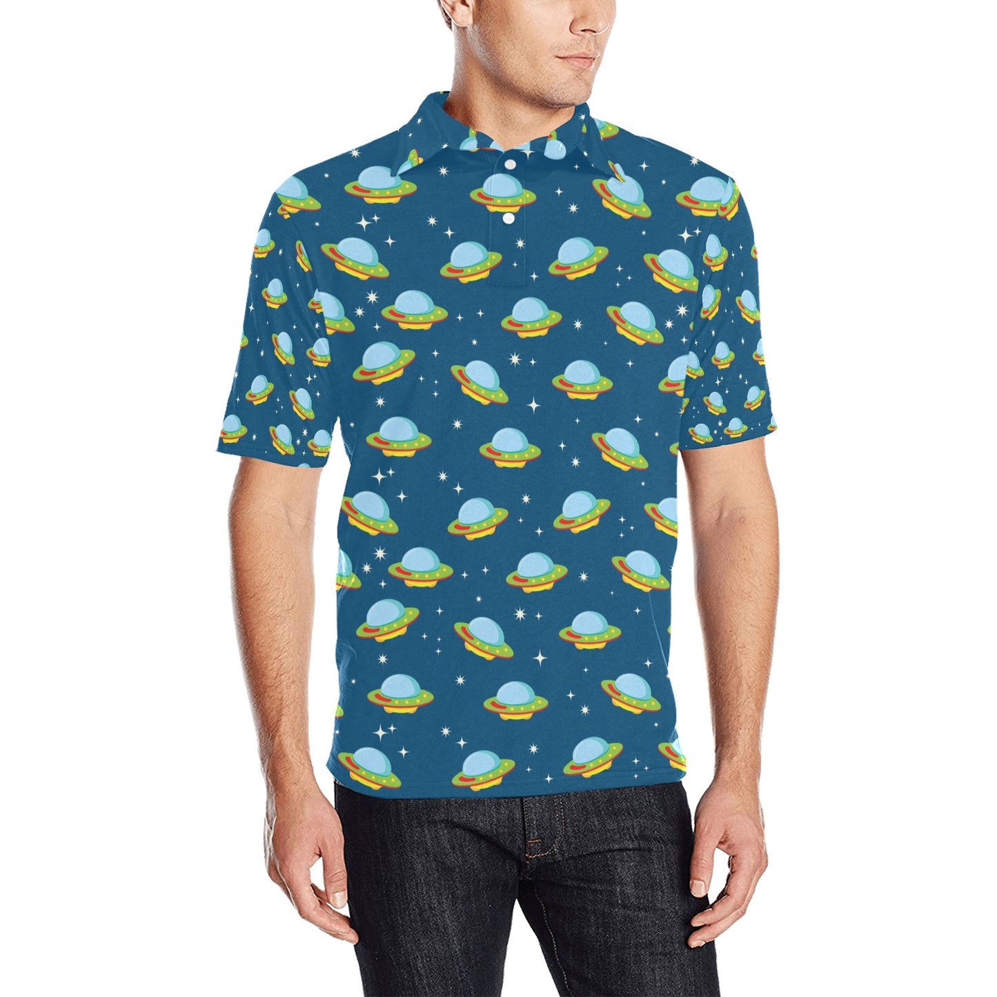 UFO Print Design LKS305 Men Polo Shirt