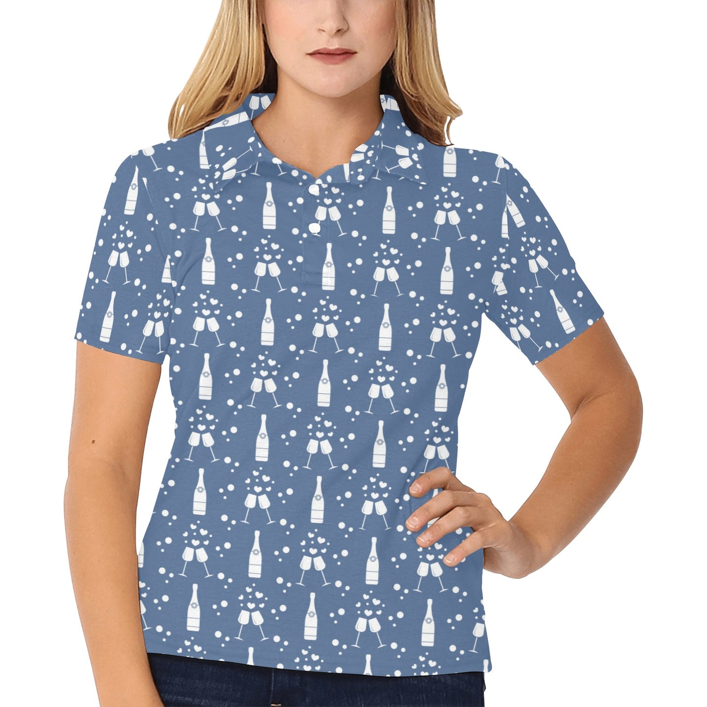Champagne Pattern Print Design 05 Women's Polo Shirt