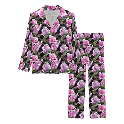 Magnolia Pattern Print Design MAG011 Women's Long Pajama Set