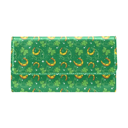 Shamrock With Horse Shoes Print Design LKS305 Women's Trifold Wallet
