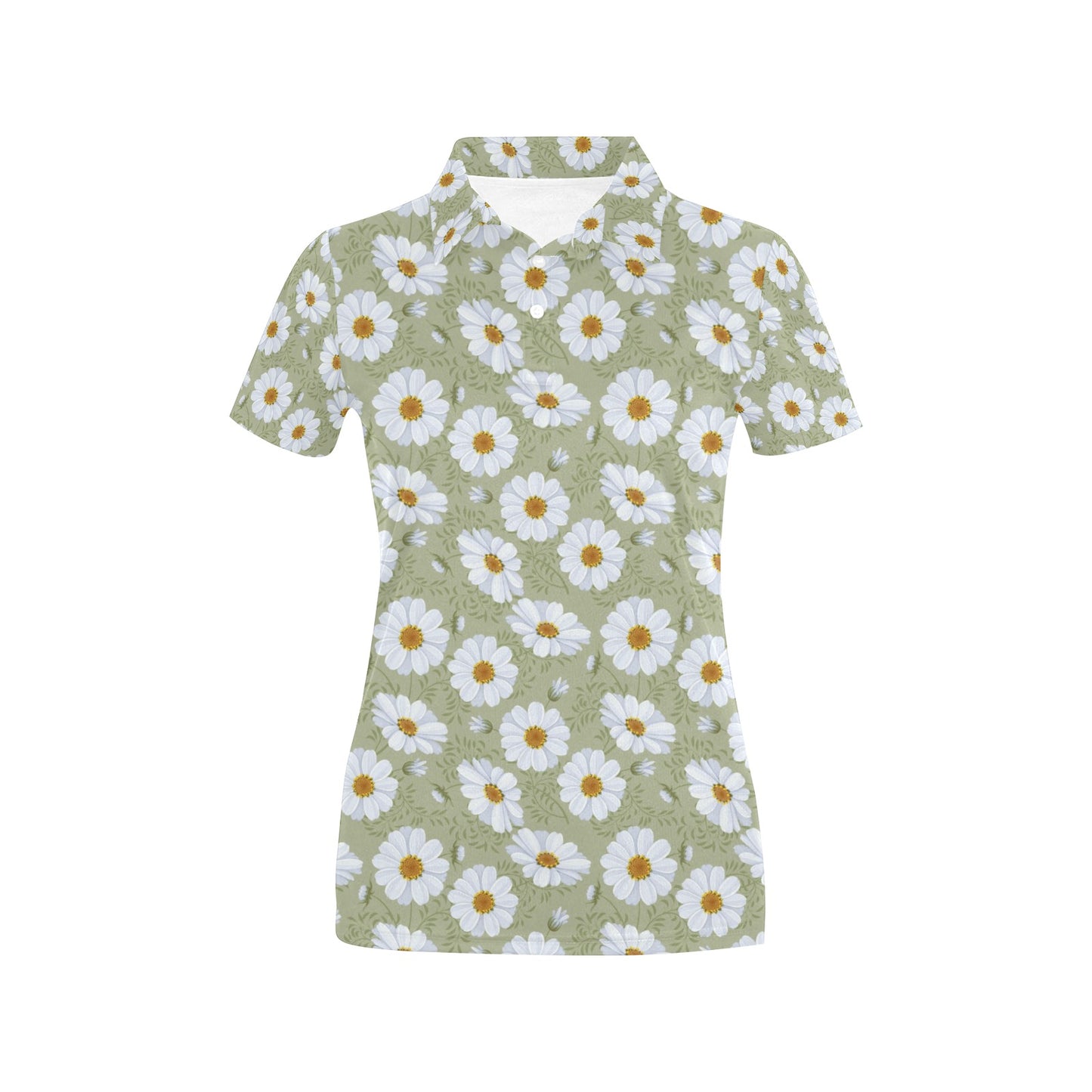 Daisy Yellow Print Pattern Women's Polo Shirt