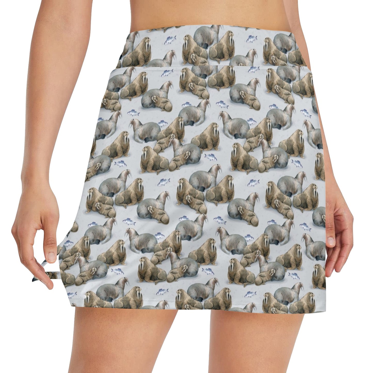 Walrus Print Design LKS401 17" Golf & Pickleball Skort with Pockets