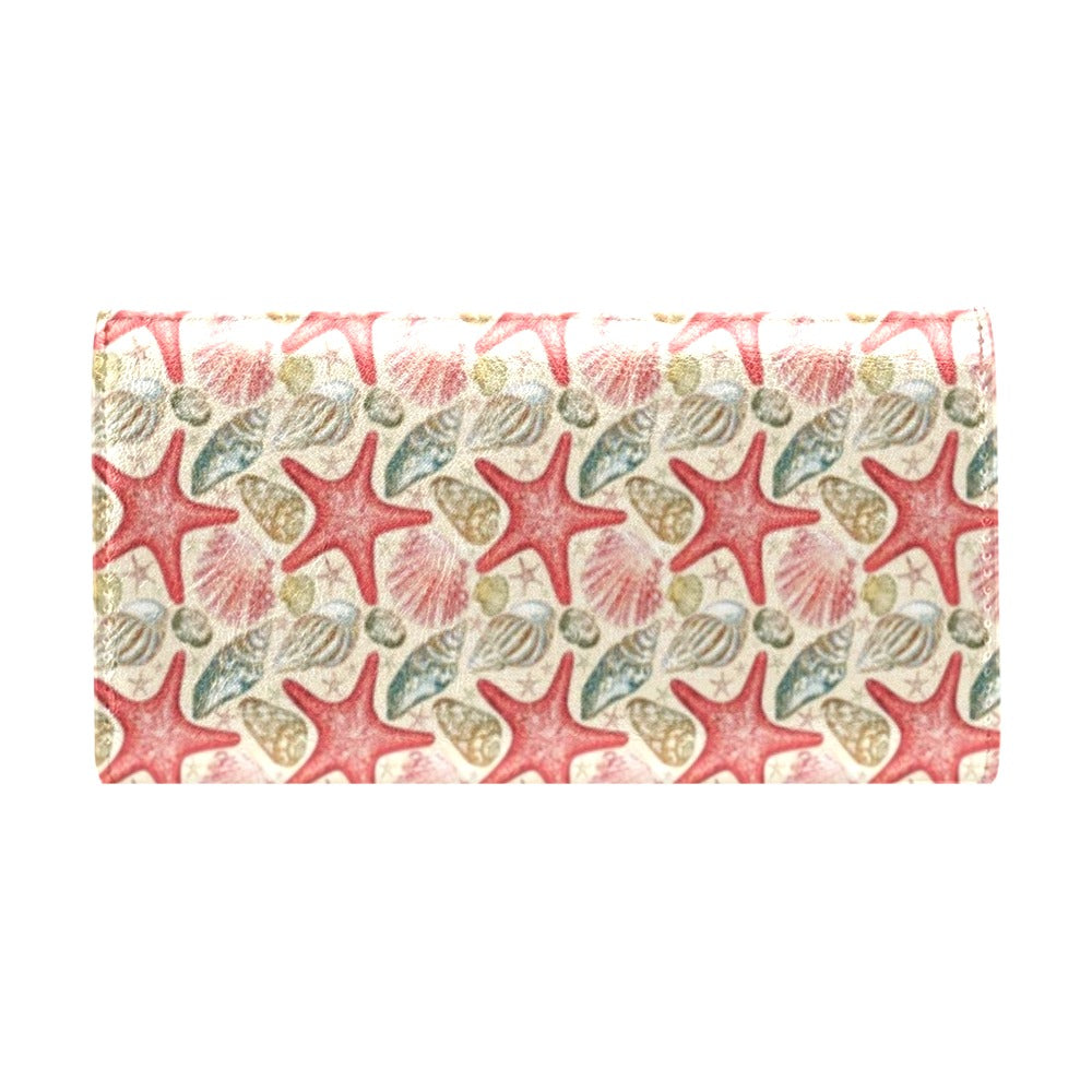 Seashell Print Design LKS301 Women's Trifold Wallet