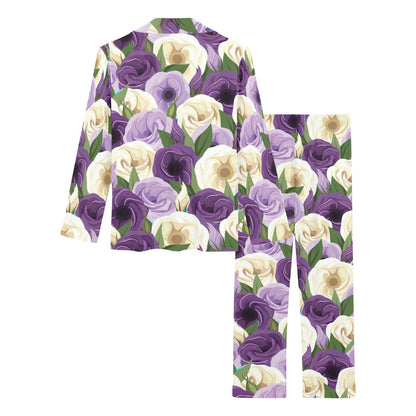 Lisianthus Pattern Print Design LT01 Women's Long Pajama Set