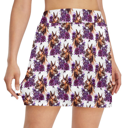 Chihuahua Purple Floral 17" Golf & Pickleball Skort with Pockets