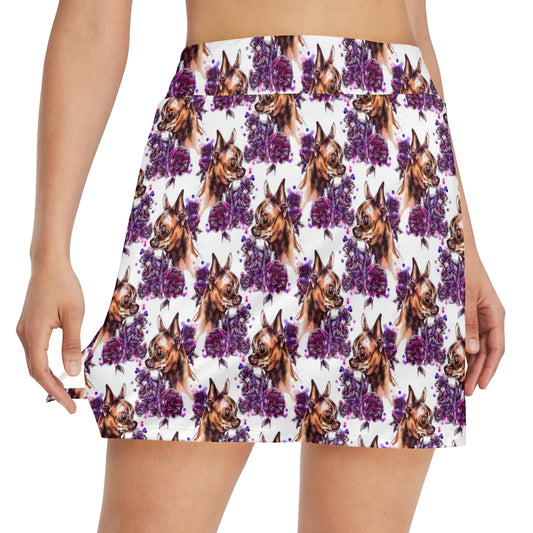 Chihuahua Purple Floral 17" Golf & Pickleball Skort with Pockets