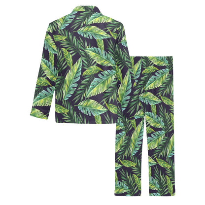 Tropical Flower Pattern Print Design TF06 Men's Long Pajama Set