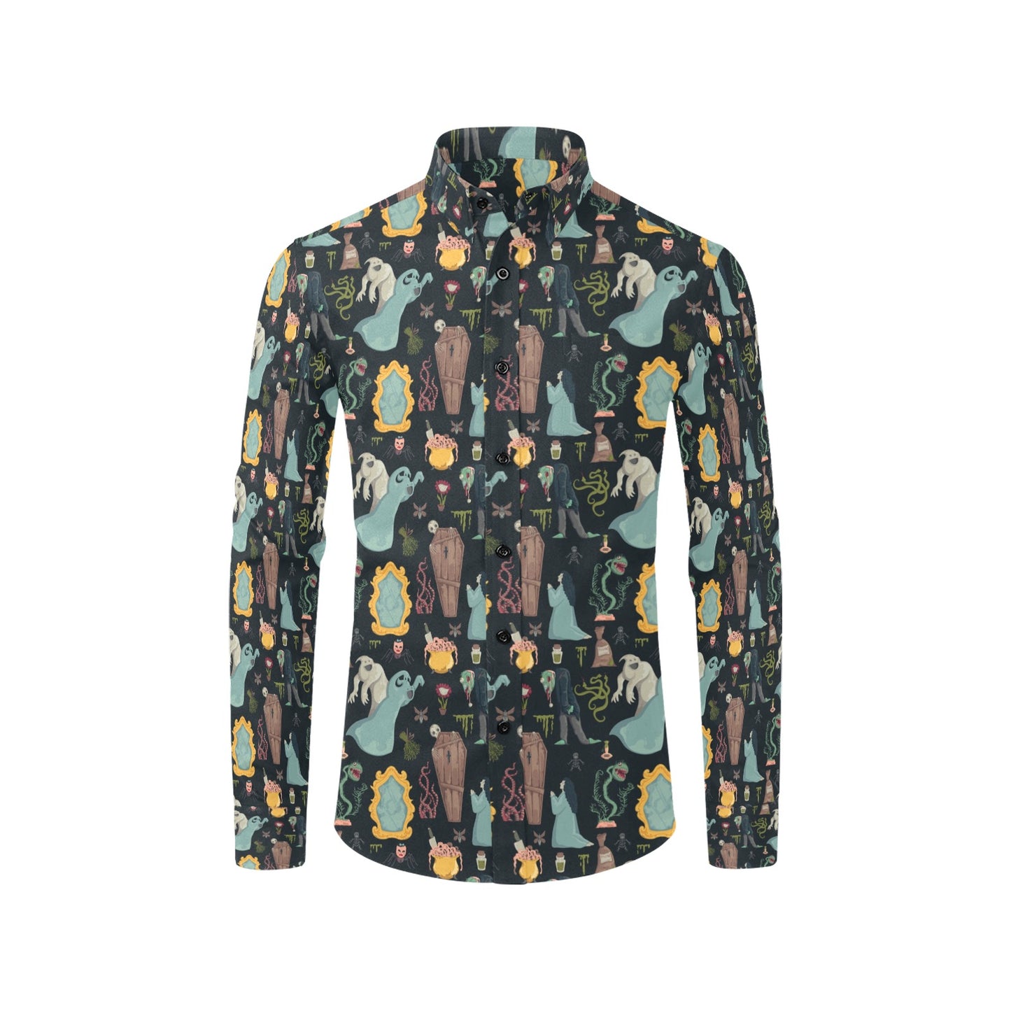 Creepy Print Design LKS303 Men's Long Sleeve Dress Shirt