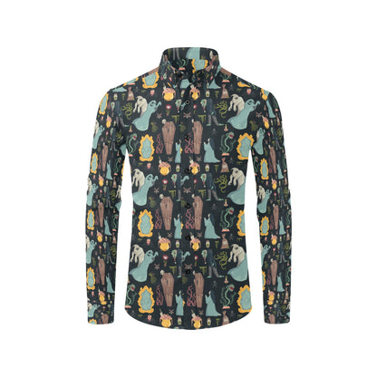 Creepy Print Design LKS303 Men's Long Sleeve Dress Shirt