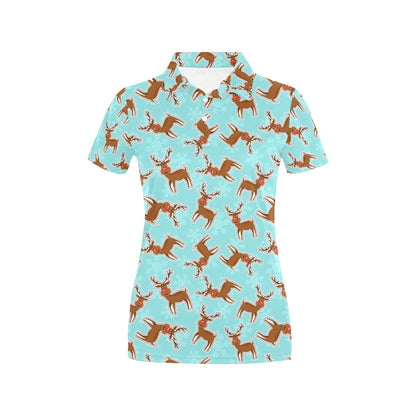 Reindeer Print Design LKS403 Women's Polo Shirt