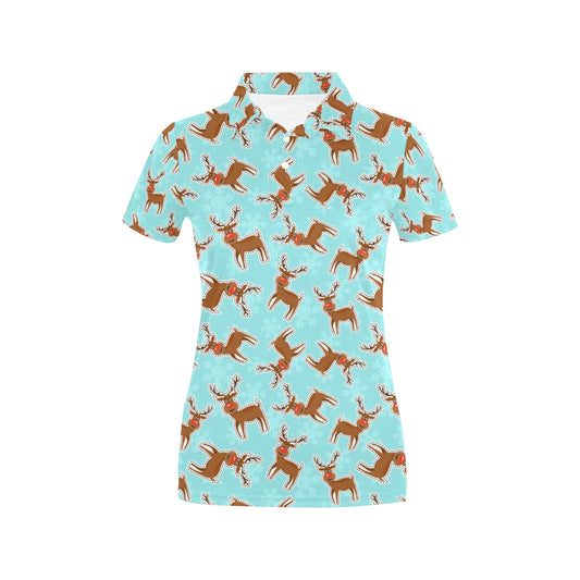 Reindeer Print Design LKS403 Women's Polo Shirt