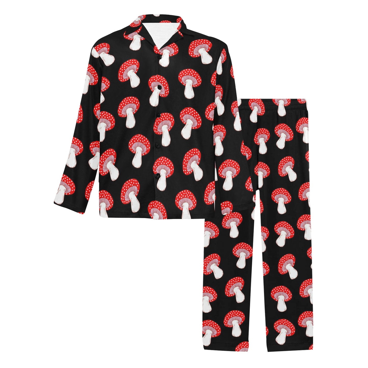 Mushroom Pattern Print Design A02 Men's Long Pajama Set