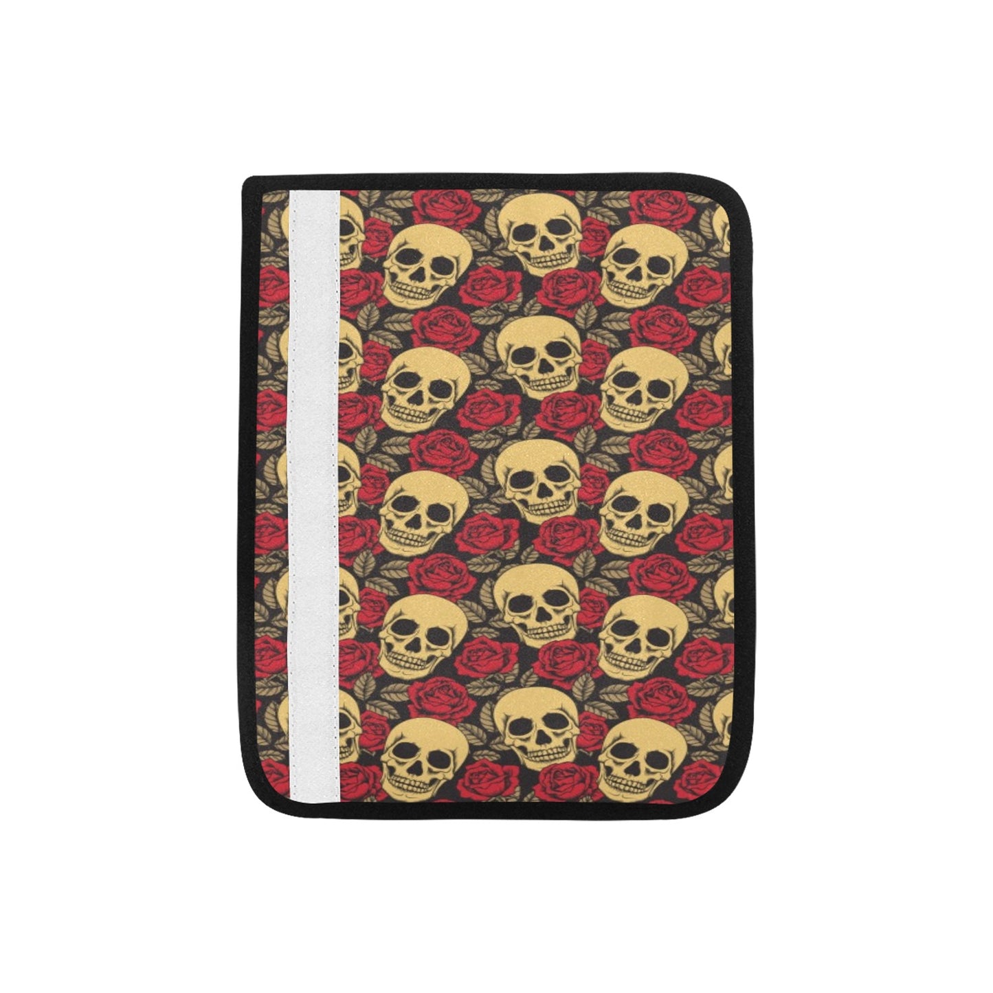 Skull And Roses Print Design LKS302 Car Seat Belt Cover