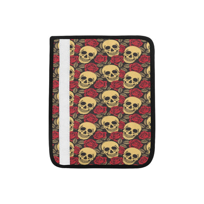 Skull And Roses Print Design LKS302 Car Seat Belt Cover