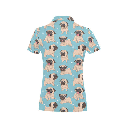 Pug Pattern Print Design A03 Women's Polo Shirt