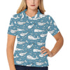 Humpback Whale Pattern Print Design 03 Women's Polo Shirt