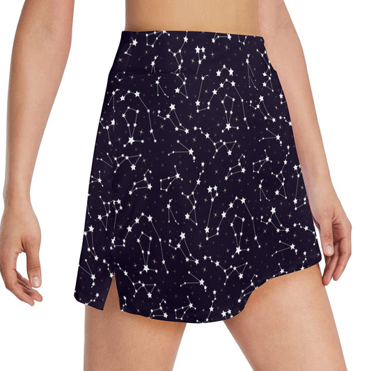Zodiac Star Pattern Design Print 17" Golf & Pickleball Skort with Pockets