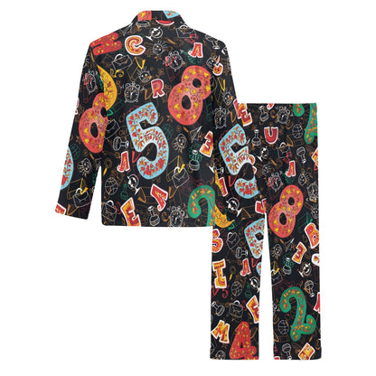 Number Pattern Print Design A03 Men's Long Pajama Set