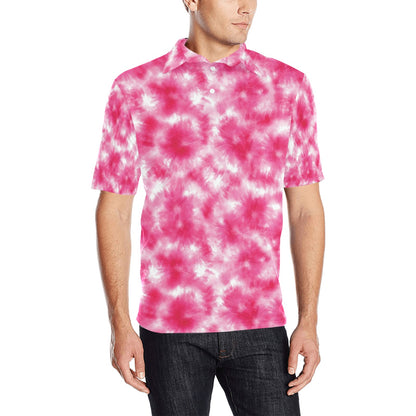 Tie Dye Pink Print Design LKS304 Men Polo Shirt
