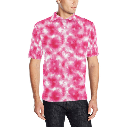Tie Dye Pink Print Design LKS304 Men Polo Shirt