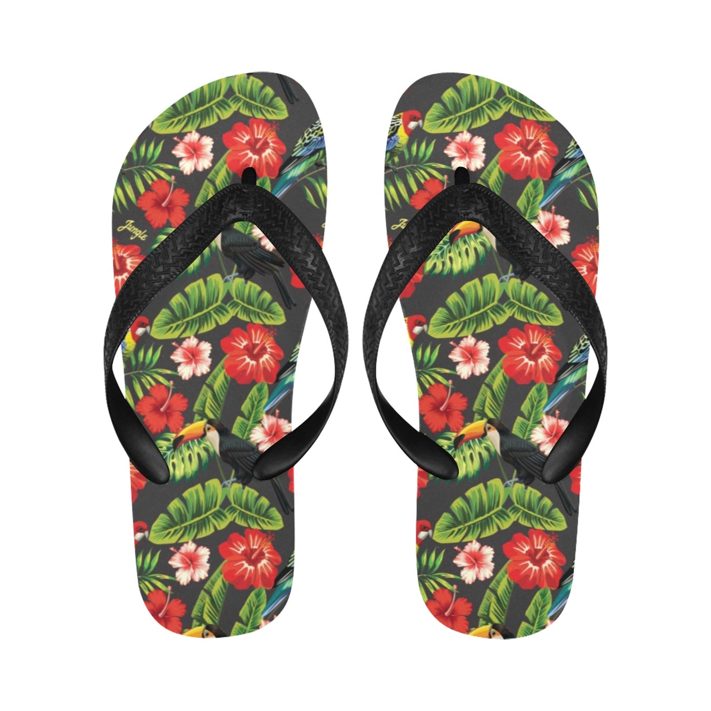 Hibiscus Red With Parrotprint Design LKS303 Flip Flops