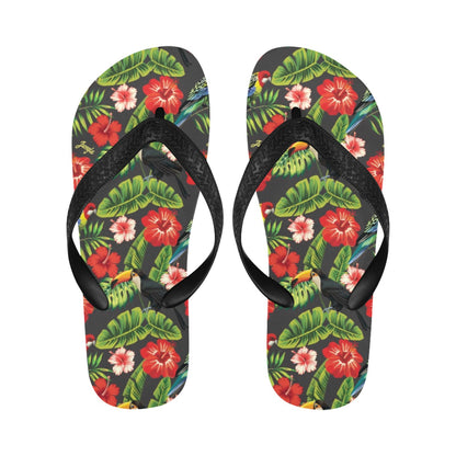 Hibiscus Red With Parrotprint Design LKS303 Flip Flops