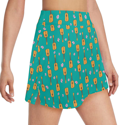 Ukulele Print Design LKS403 17" Golf & Pickleball Skort with Pockets