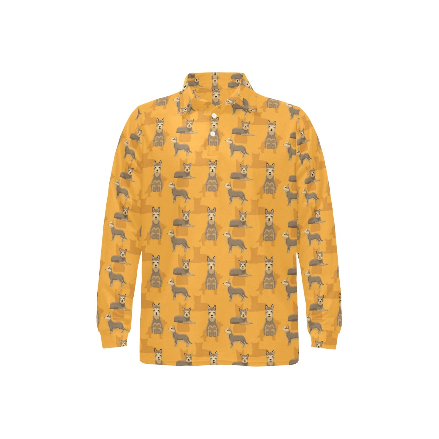 Berger Picard Pattern Print Design 01 Long Sleeve Polo Shirt For Men's