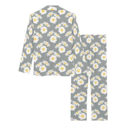 Daisy Pattern Print Design DS09 Women's Long Pajama Set