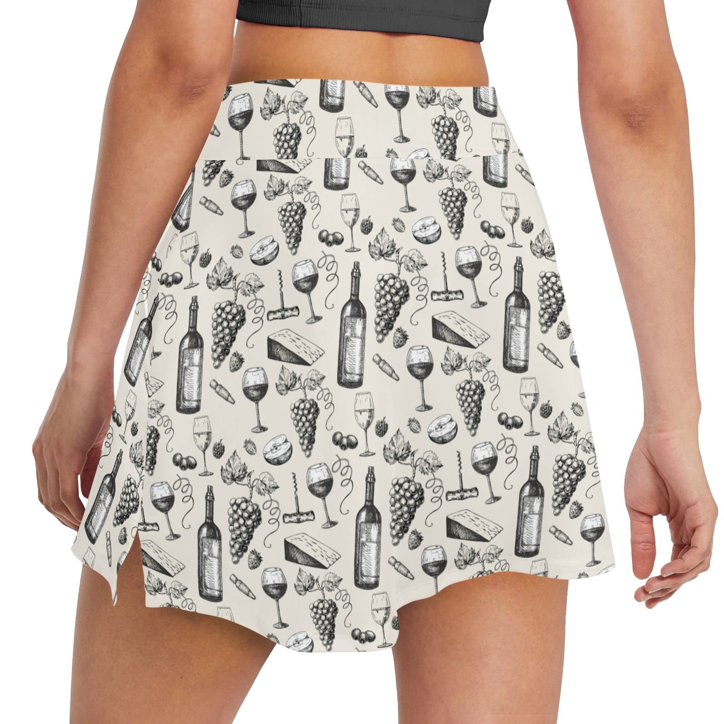 Wine Themed Print Design LKS306 17" Golf & Pickleball Skort with Pockets