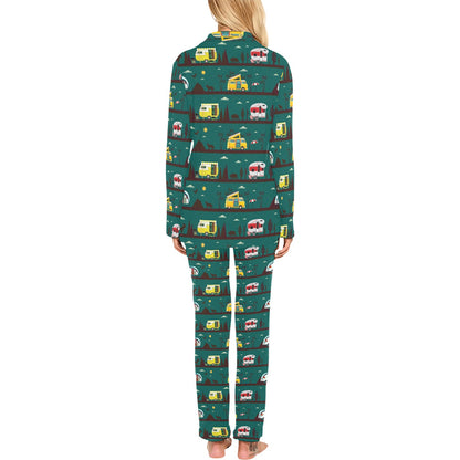 Camper Pattern Print Design 05 Women's Long Pajama Set