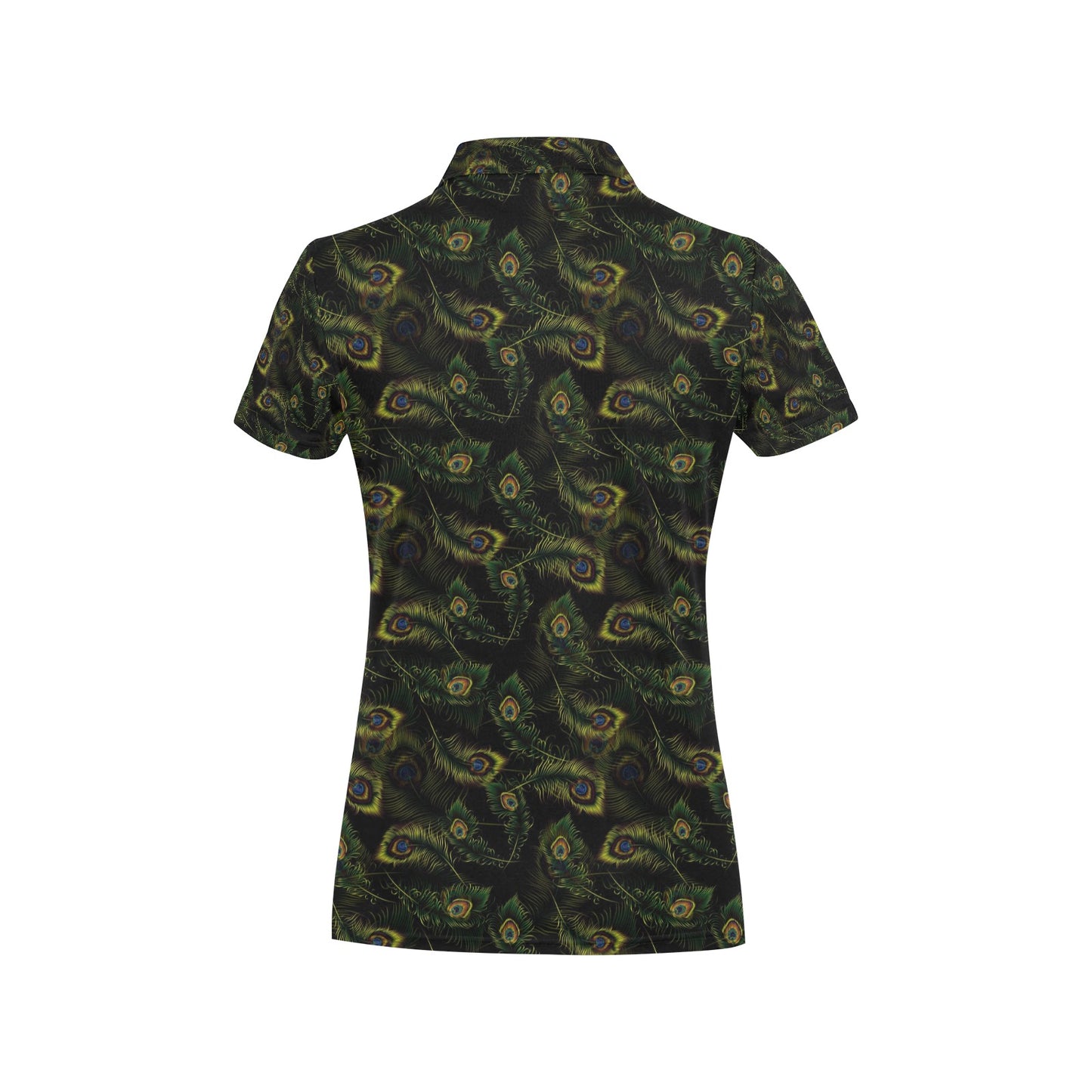 Peacock Feather Pattern Design Print Women's Polo Shirt