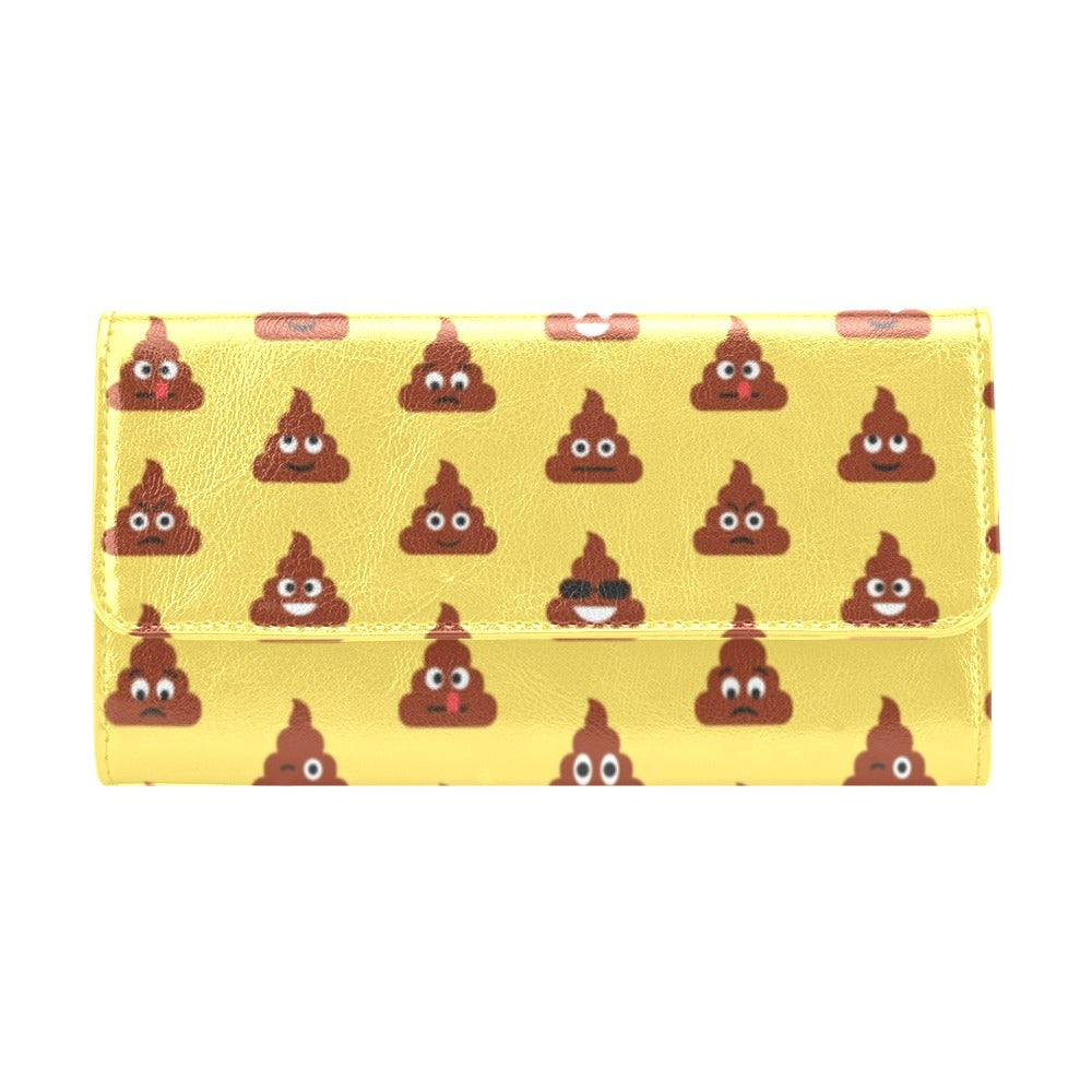Emoji Poop Print Pattern Women's Trifold Wallet