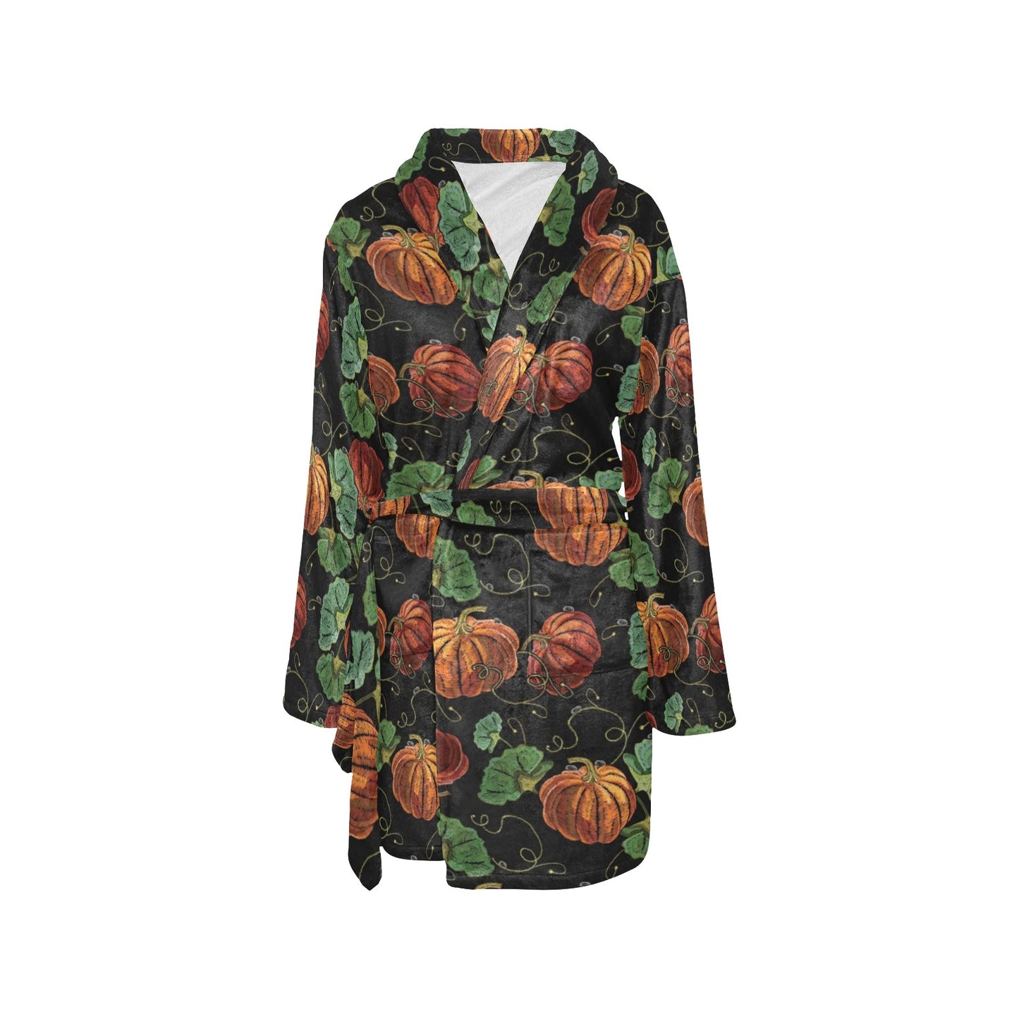 Pumpkin Pattern Print Design A02 Women's Fleece Robe
