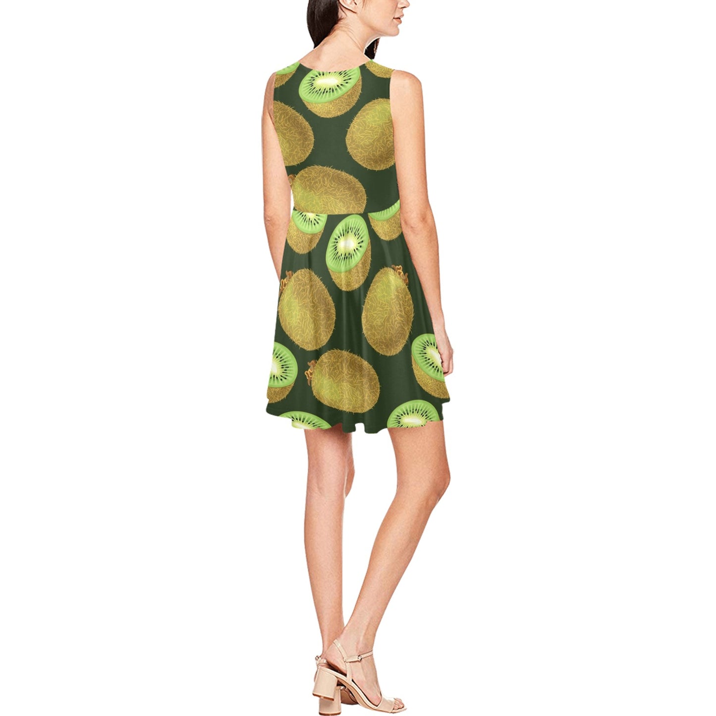 Kiwi Pattern Print Design KW04 Sleeveless Dress