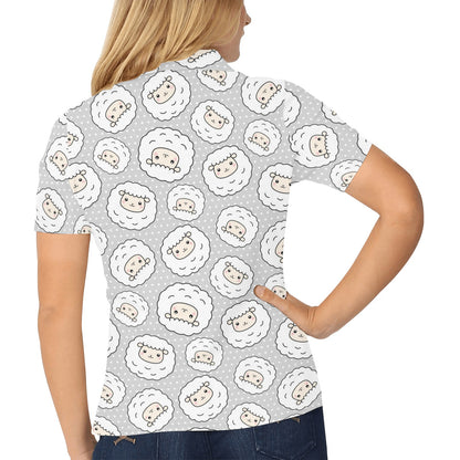 Sheep Print Design LKS401 Women's Polo Shirt